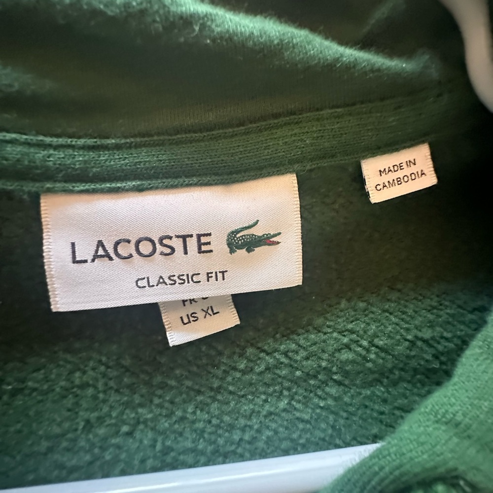 Lacoste green hoodie size XL